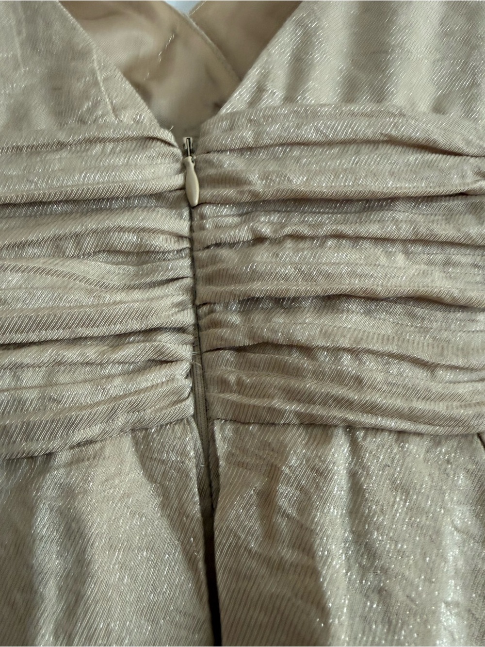 BCBGMaxAzria Gold V-Neck Ruched Waist Cocktail Dress - Picture 6 of 9